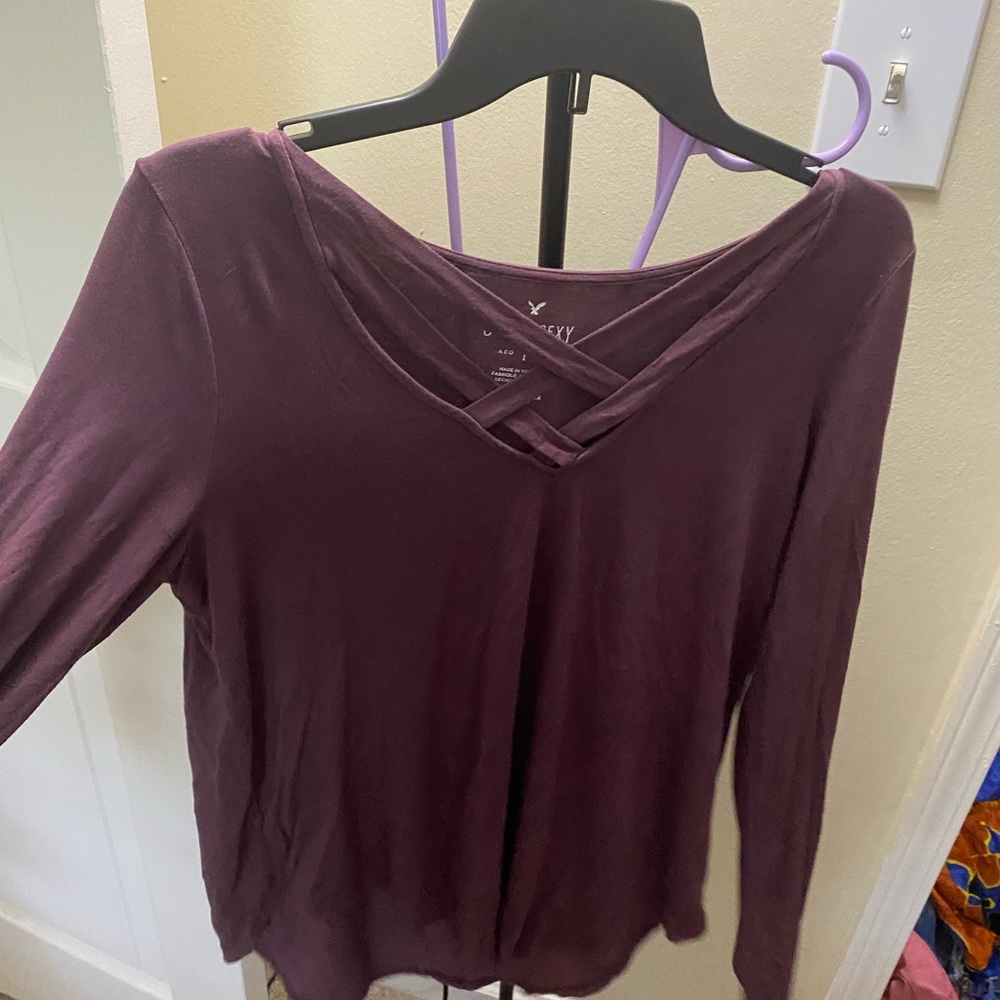 Purple long sleeve shirt